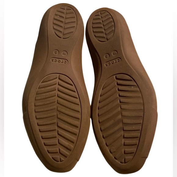 CROCS ICONIC LAURA WOMENS SZ 8 Brown SLIP ON BALLERINA CUTOUTS FLATS - Picture 7 of 7